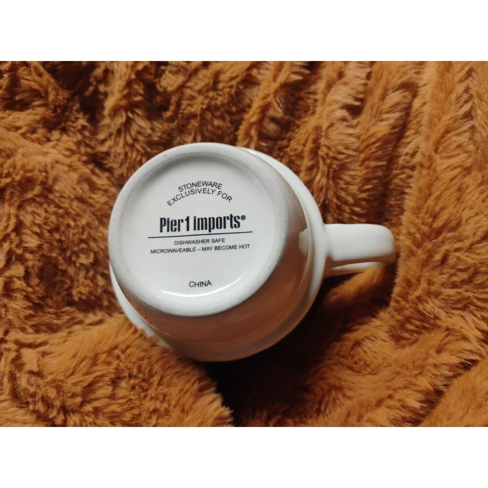Pier 1 Imports 8 Oz 1 pc Stacking Stoneware Coffee Mug Floral Flowers